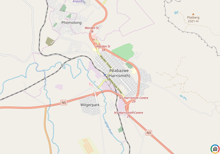 Map location of Harrismith